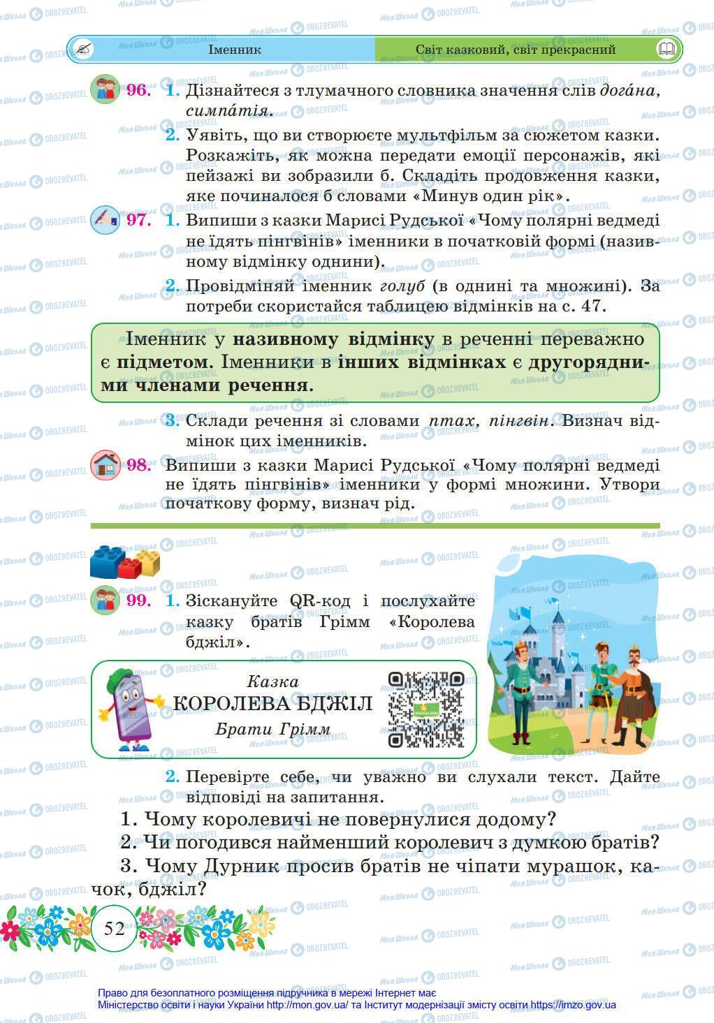 Підручники Українська мова 4 клас сторінка 52