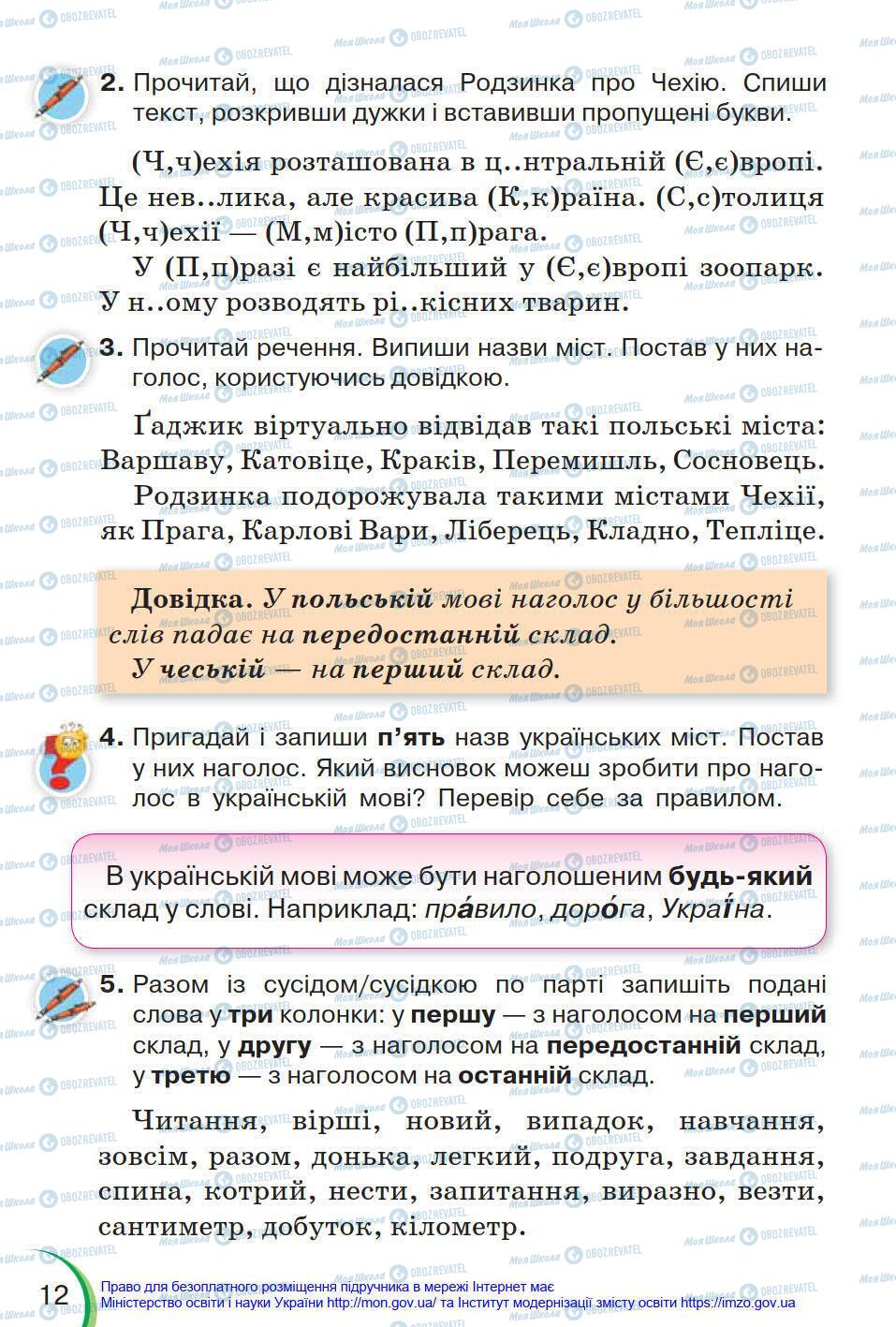 Підручники Українська мова 4 клас сторінка 12