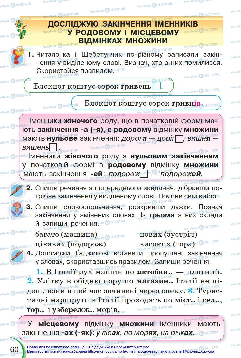 Підручники Українська мова 4 клас сторінка 60