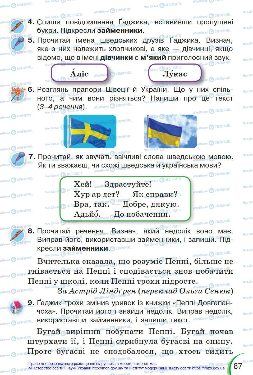 Підручники Українська мова 4 клас сторінка 87