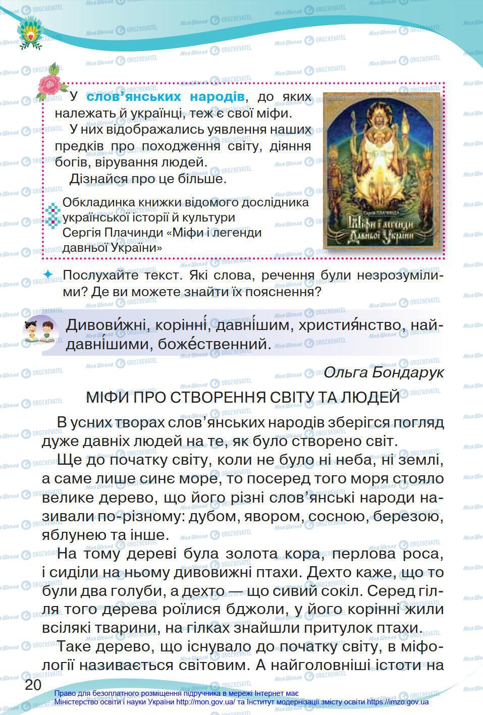 Підручники Українська мова 4 клас сторінка 20