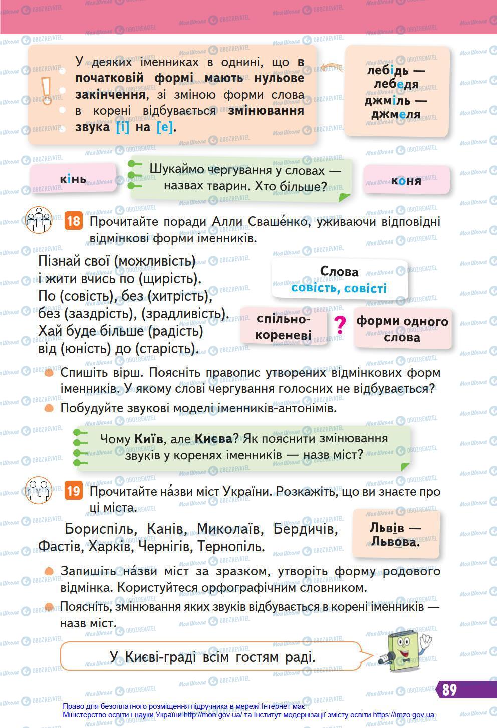 Учебники Укр мова 4 класс страница 89