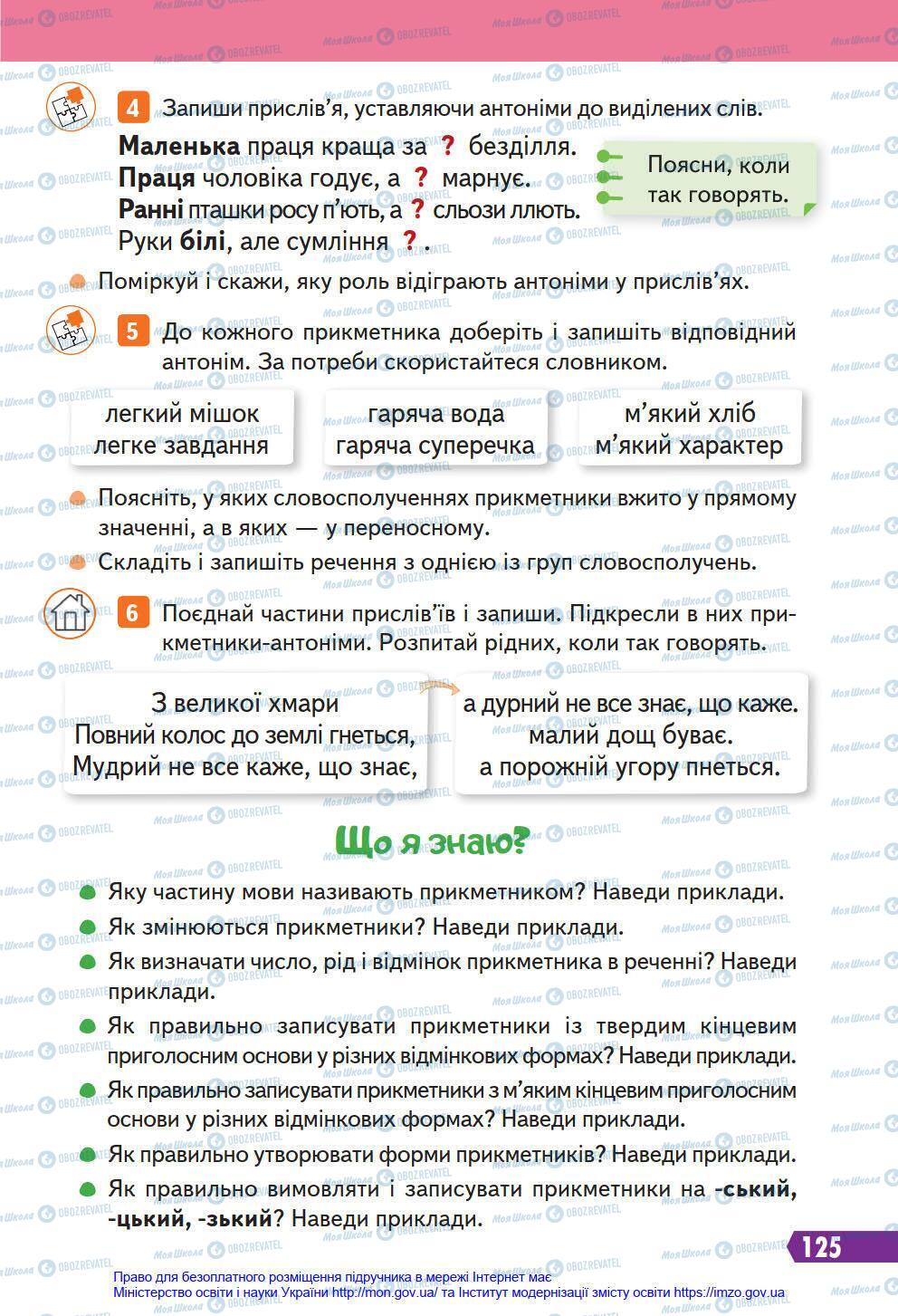 Підручники Українська мова 4 клас сторінка 125