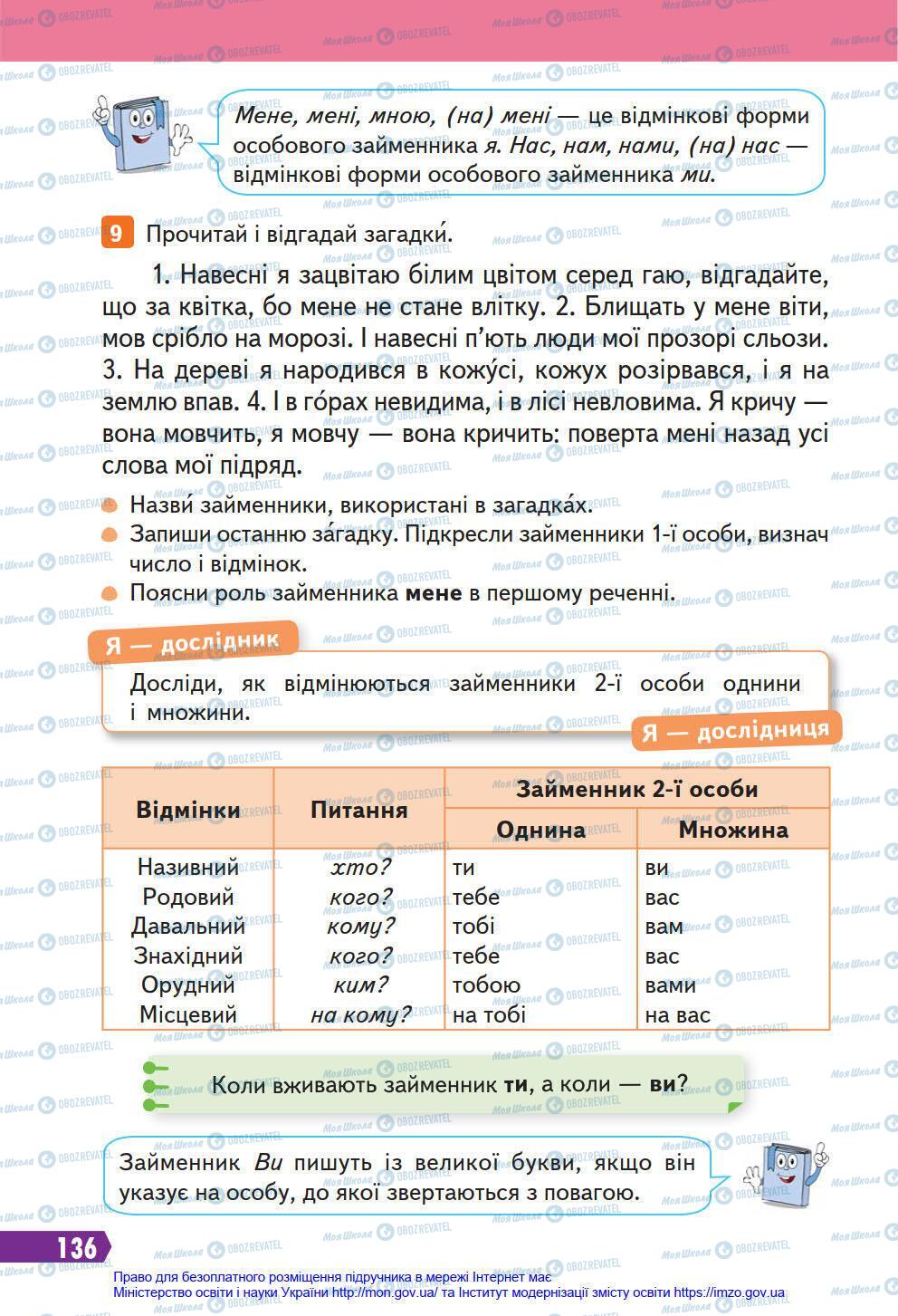 Підручники Українська мова 4 клас сторінка 136