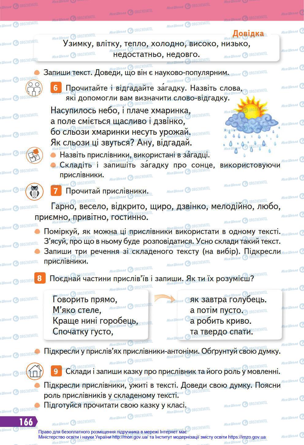 Підручники Українська мова 4 клас сторінка 166