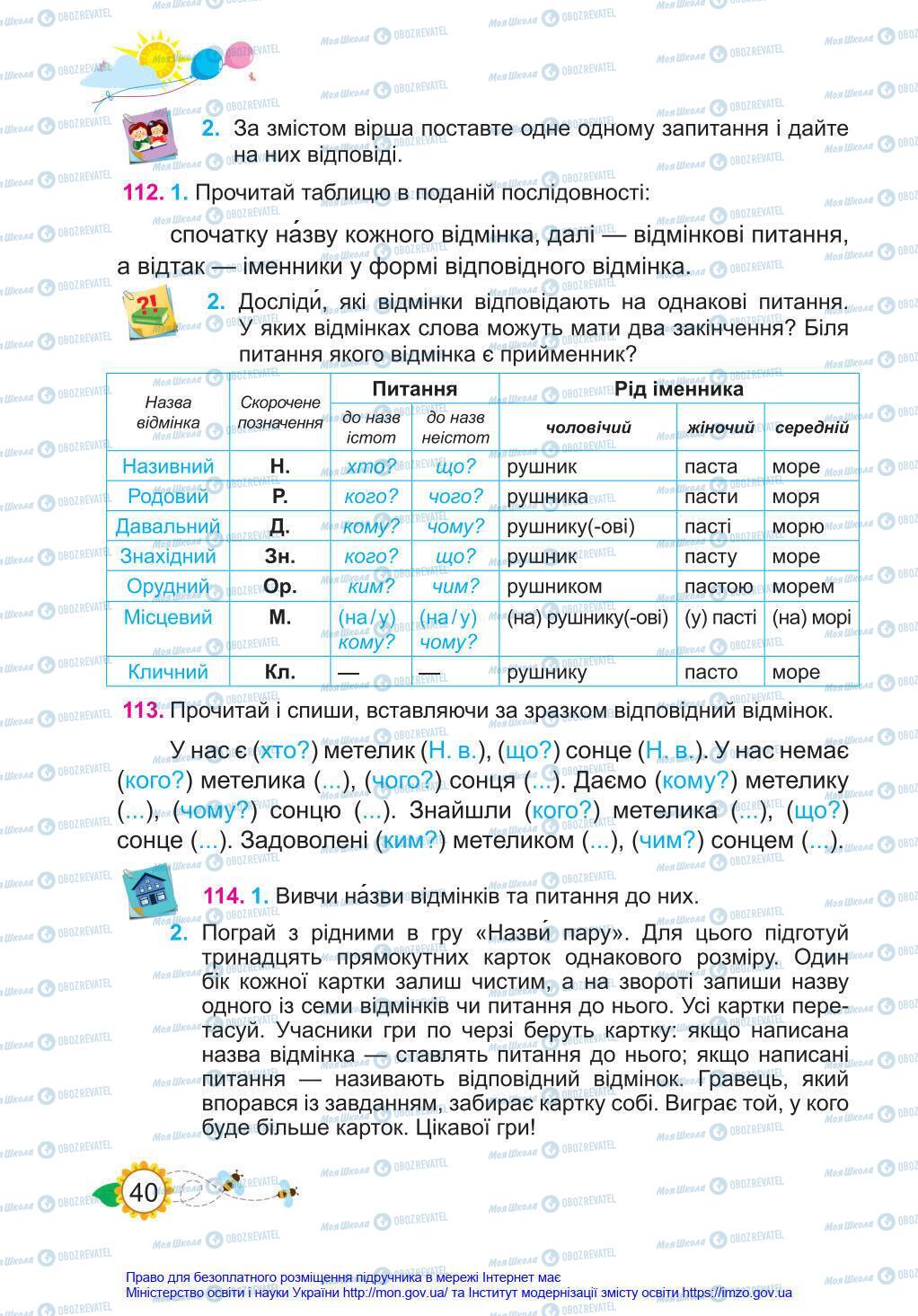 Учебники Укр мова 4 класс страница 40