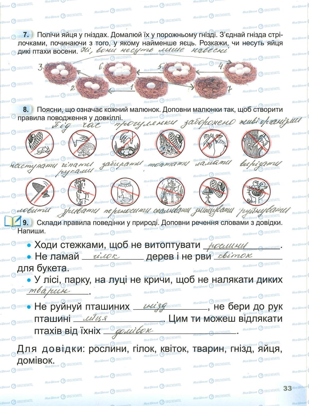 ГДЗ Я досліджую світ 1 клас сторінка 33