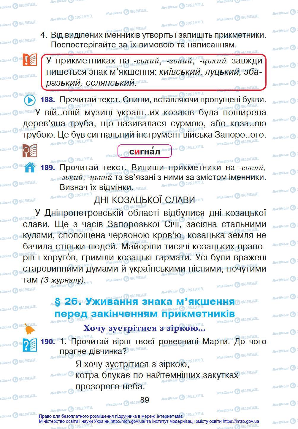 Підручники Українська мова 4 клас сторінка 89