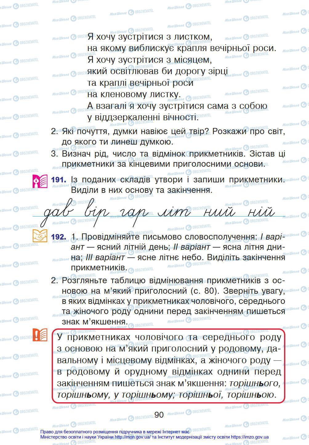 Підручники Українська мова 4 клас сторінка 90