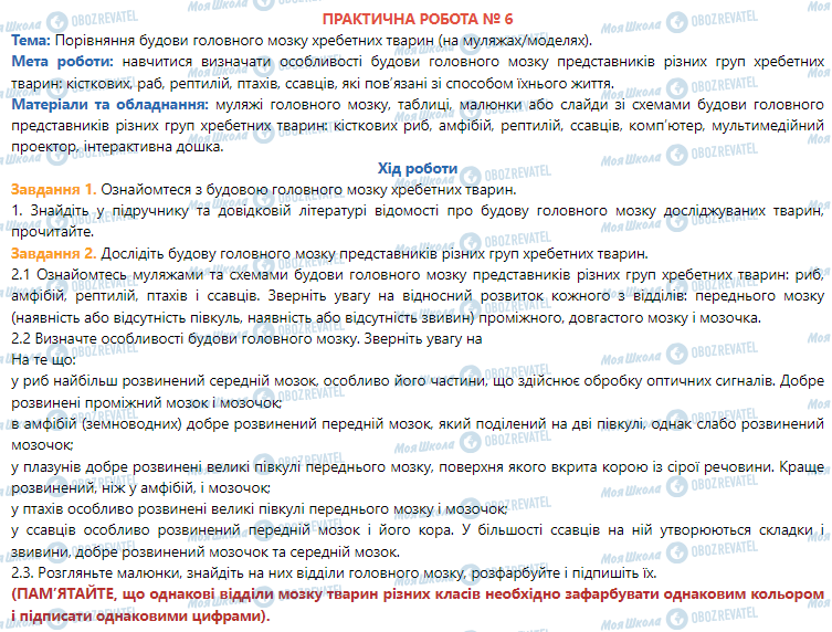 ГДЗ Біологія 7 клас сторінка Практична робота 6