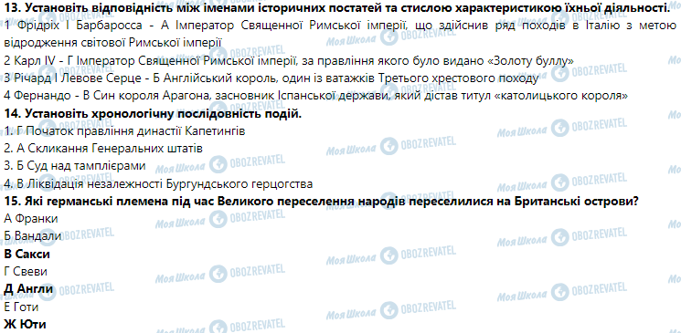 ГДЗ Всесвітня історія 7 клас сторінка Тестові завдання для підготовки до тематичного контролю за розділом III