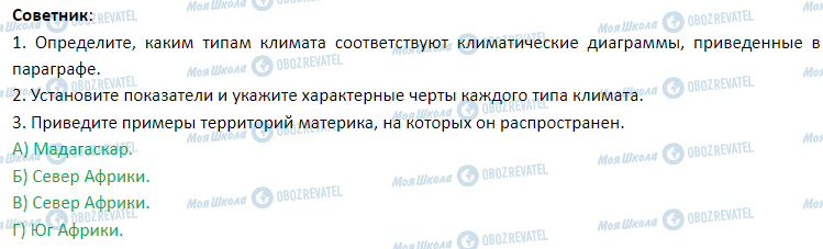 ГДЗ Географія 7 клас сторінка § 14. Климатические пояса и типы климата