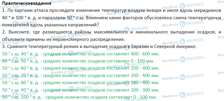 ГДЗ Географія 7 клас сторінка § 43. Общие черты климата