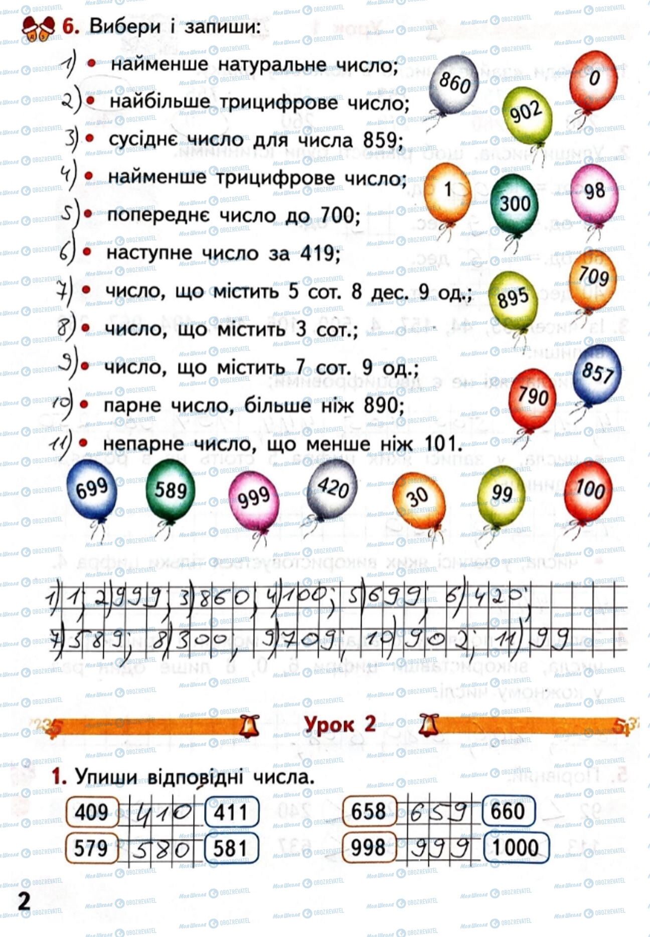 ГДЗ Математика 4 класс страница Сторінка  2