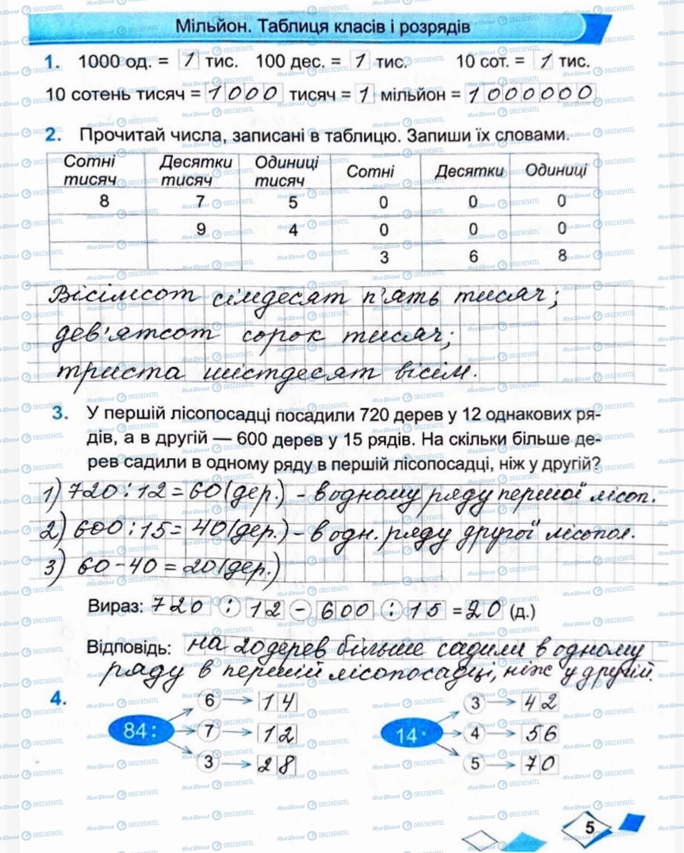 ГДЗ Математика 4 клас сторінка Сторінка 5