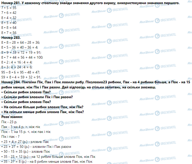 ГДЗ Математика 3 клас сторінка Номер 281-290