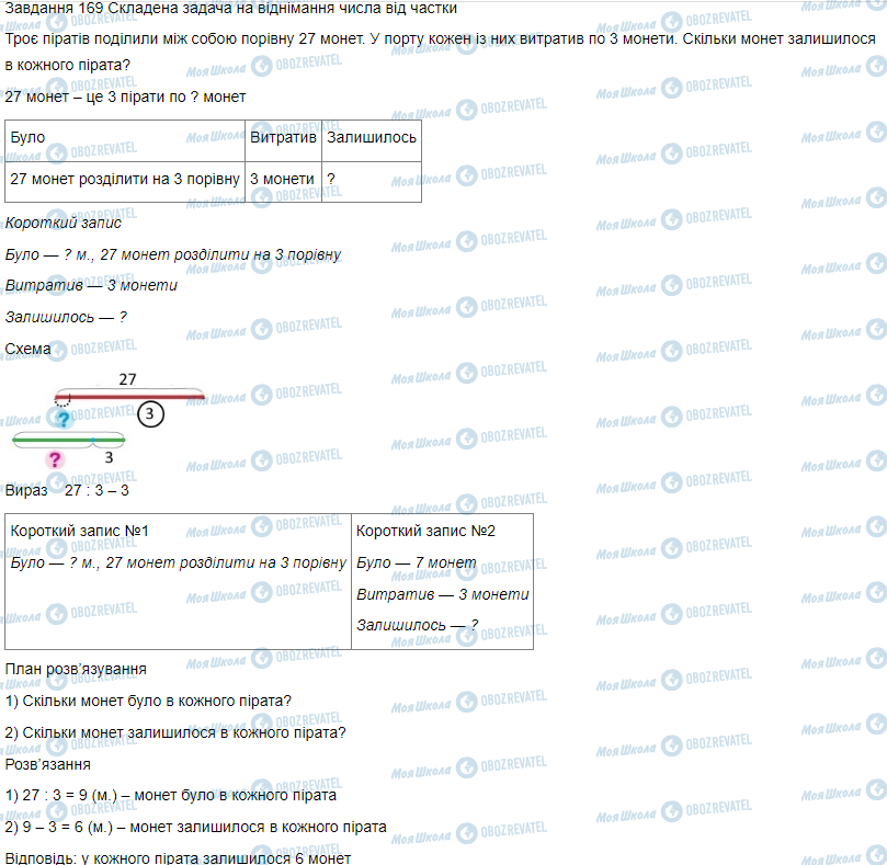 ГДЗ Математика 3 клас сторінка Вправа  169