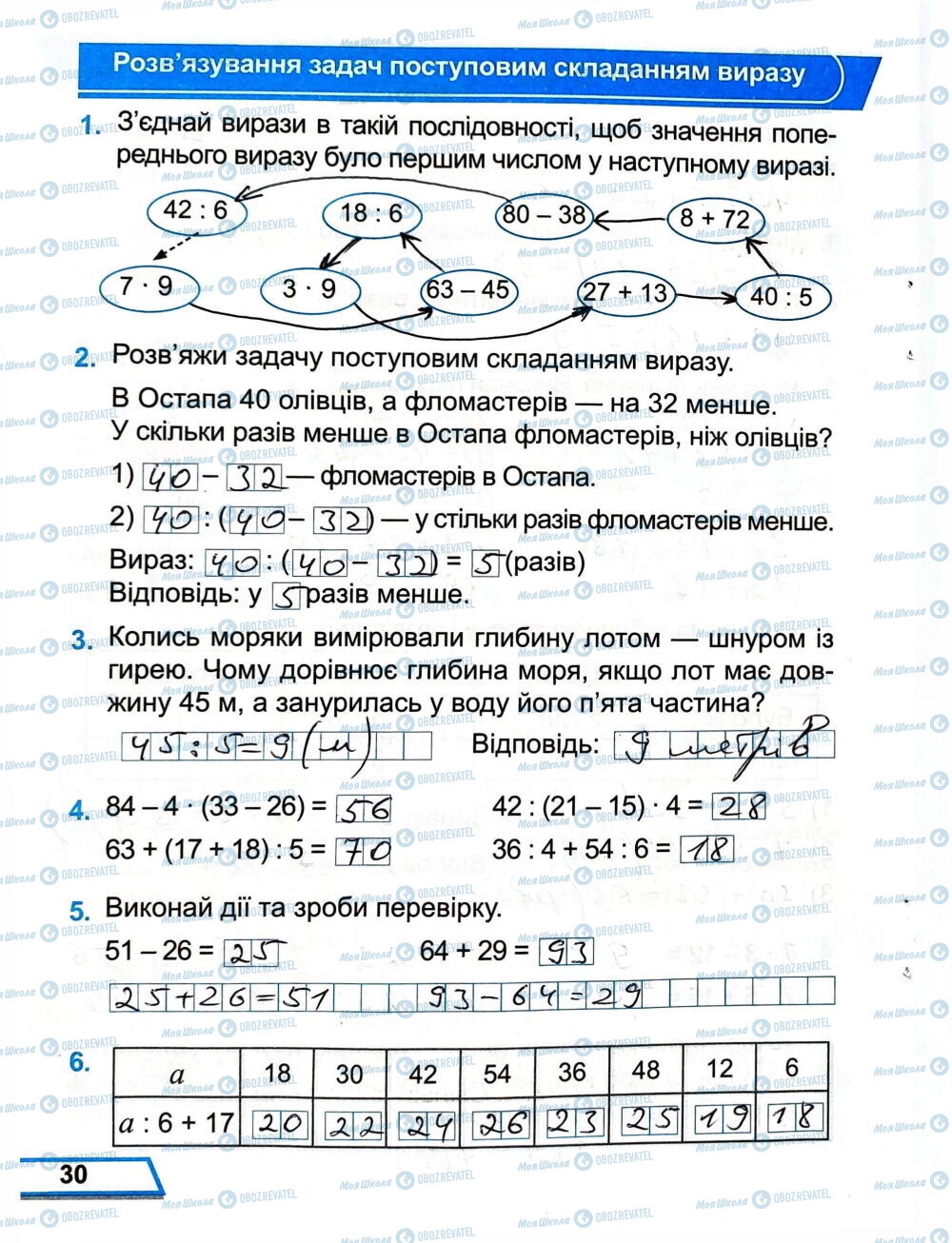 ГДЗ Математика 3 клас сторінка Сторінка  30