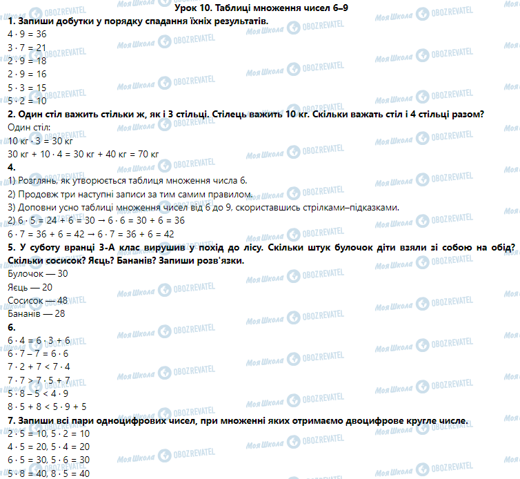 ГДЗ Математика 3 класс страница Урок 10. Таблиці множення чисел 6–9