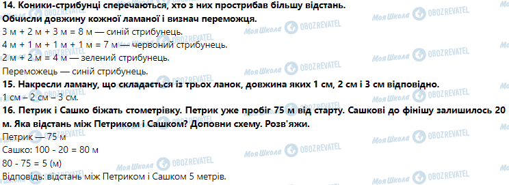 ГДЗ Математика 3 клас сторінка Уроки 32–33. Пряма, промінь, відрізок. Прямі і криві. Замкнені та незамкнені лінії. Ламана. Довжина ламаної