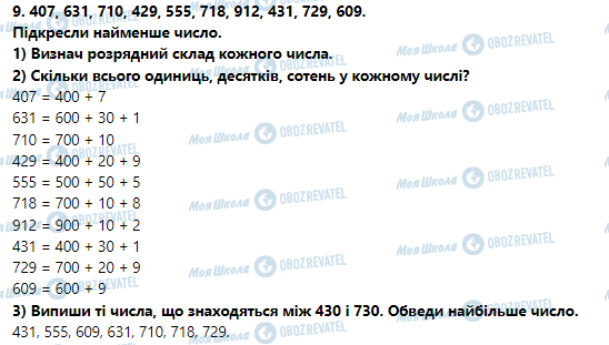 ГДЗ Математика 3 клас сторінка Урок 52. Удосконалення вмінь порівнювати числа. Розв’язування задач