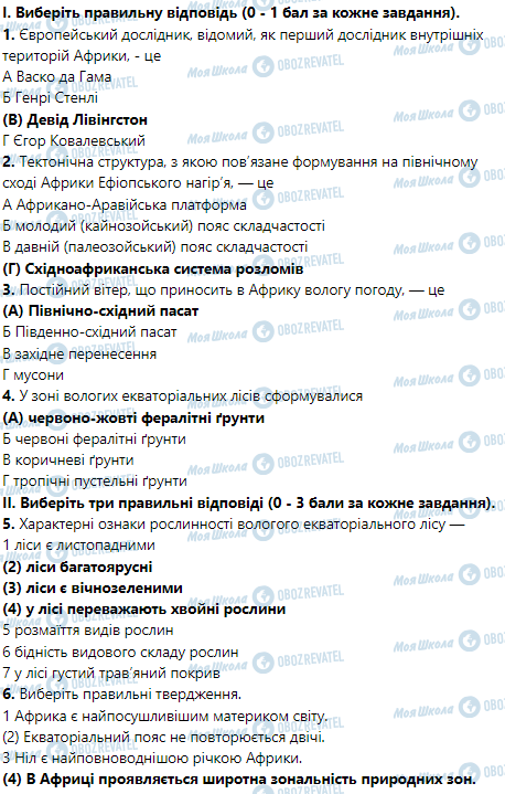 ГДЗ География 7 класс страница Оцінюємо власні здобутки