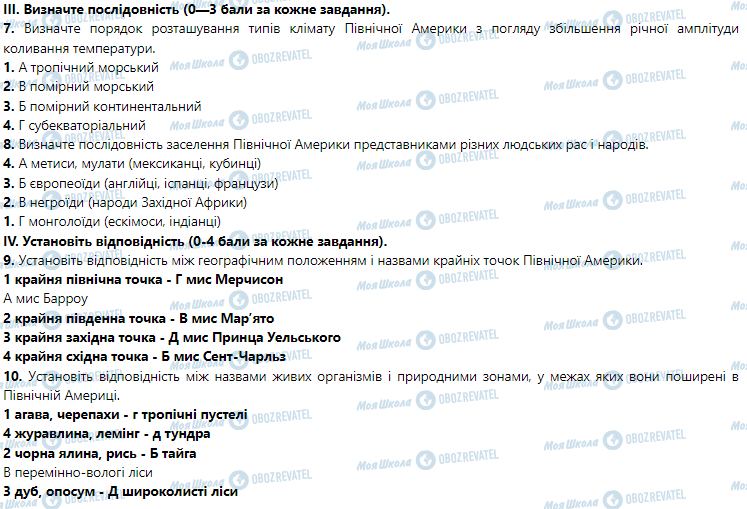 ГДЗ Географія 7 клас сторінка Оцінюємо власні здобутки