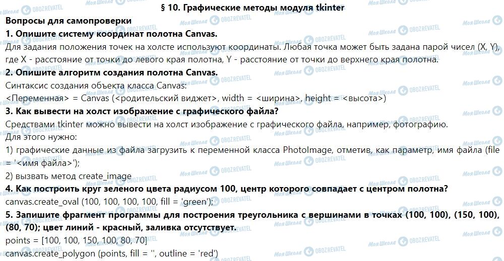 ГДЗ Информатика 7 класс страница § 10. Графические методы модуля tkinter