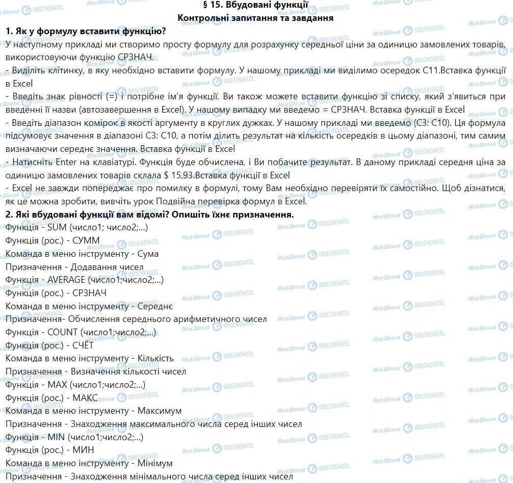 ГДЗ Информатика 7 класс страница § 15. Вбудовані функції