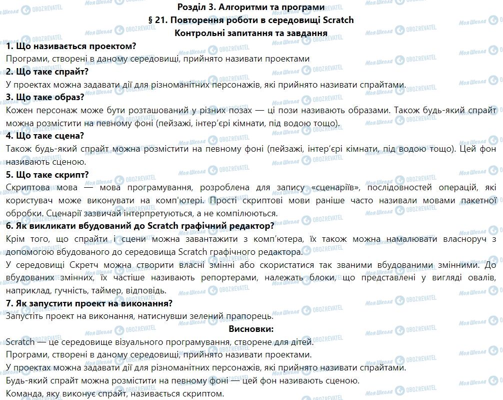 ГДЗ Информатика 7 класс страница § 21. Повторення роботи в середовищі Scratch