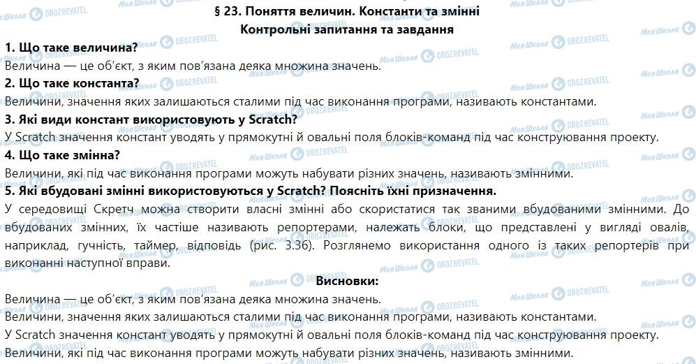 ГДЗ Інформатика 7 клас сторінка § 23. Поняття величин. Константи та змінні