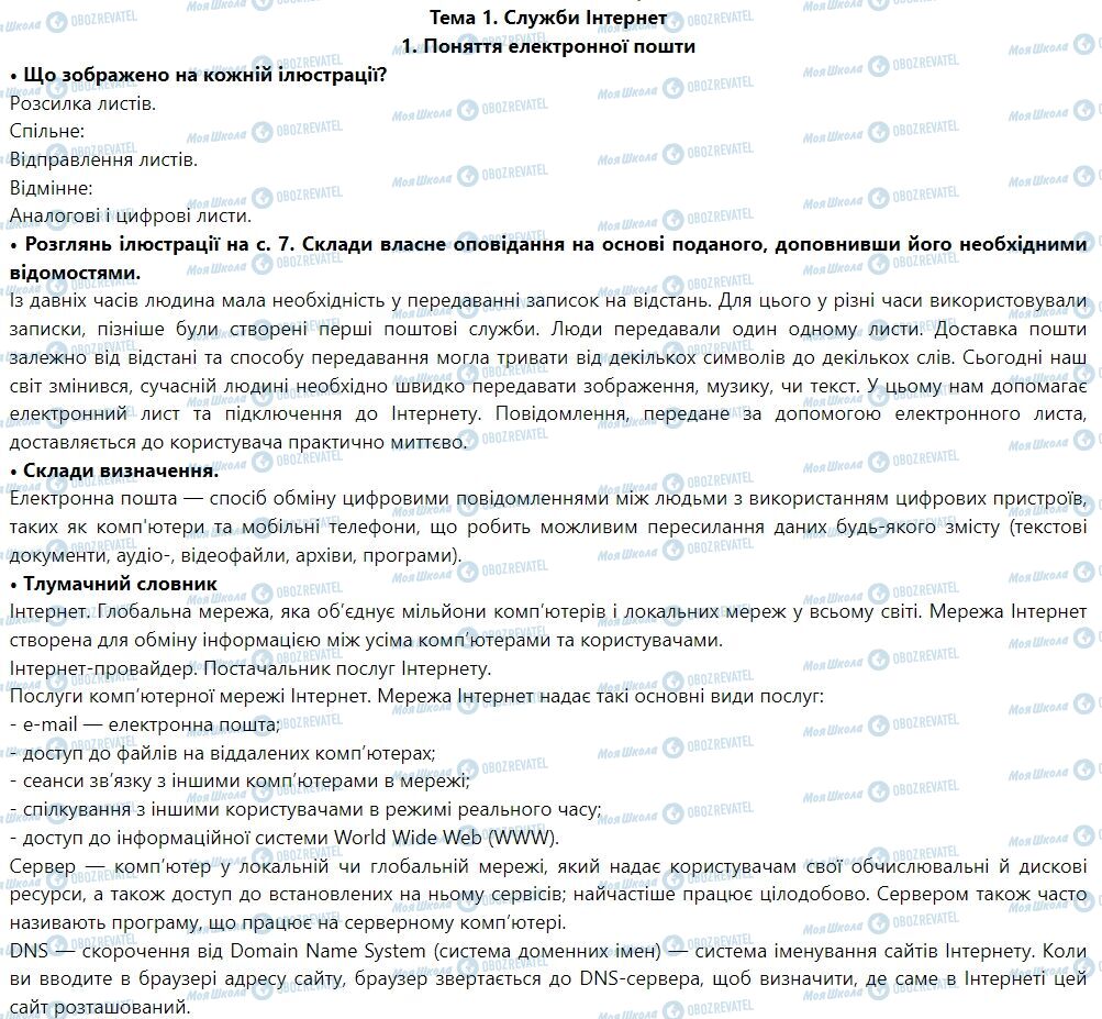 ГДЗ Інформатика 7 клас сторінка 1. Поняття електронної пошти