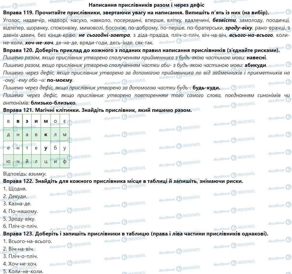 ГДЗ Укр мова 7 класс страница Написання прислівників разом і через дефіс