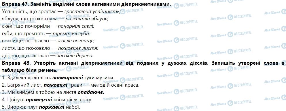 ГДЗ Укр мова 7 класс страница Правопис активних дієприкметників