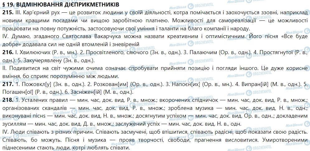 ГДЗ Укр мова 7 класс страница 19. Відмінювання дієприкметників