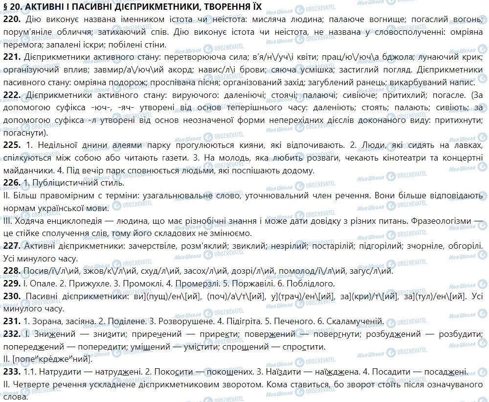 ГДЗ Українська мова 7 клас сторінка 20. Активні і пасивні дієприкметники, творення їх