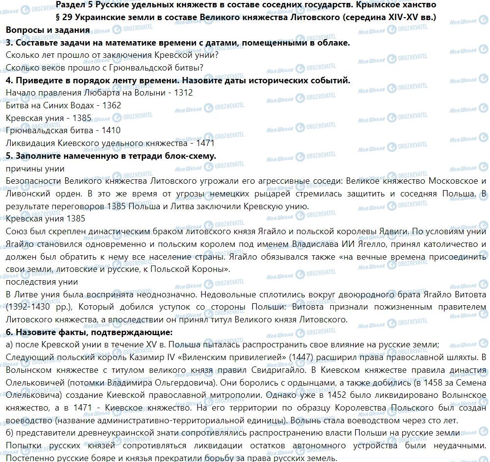 ГДЗ История Украины 7 класс страница § 29. Украинские земли в составе Великого княжества Литовского