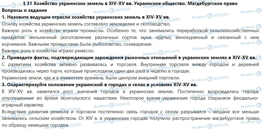 ГДЗ Історія України 7 клас сторінка § 31. Хозяйство украинских земель в XIV-XV вв. Украинское общество. Магдебургское право