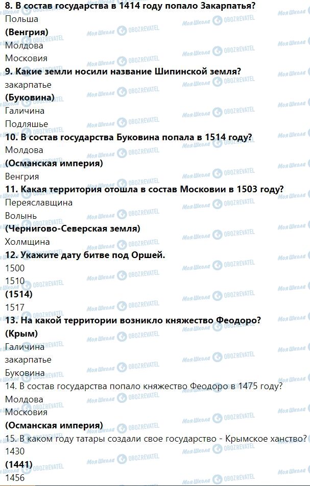 ГДЗ Історія України 7 клас сторінка § 34. Обобщение к разделу 5 «Русские удельные княжества в составе соседних государств. Крымское ханство »