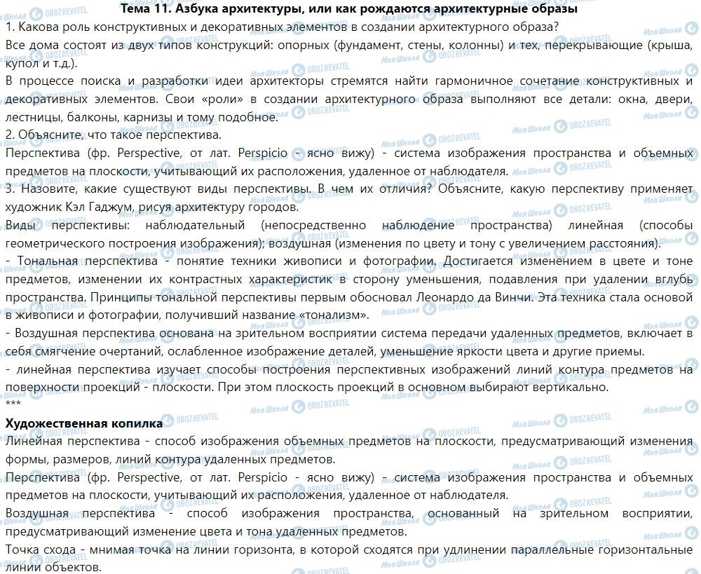 ГДЗ Искусство 7 класс страница Тема 11. Азбука архитектуры, или как рождаются архитектурные образы