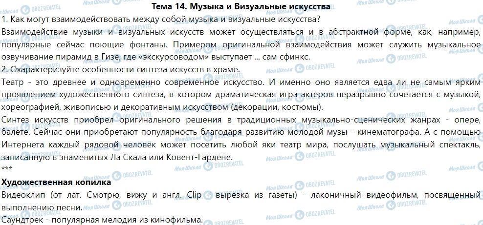 ГДЗ Искусство 7 класс страница Тема 14. Музыка и визуальные искусства