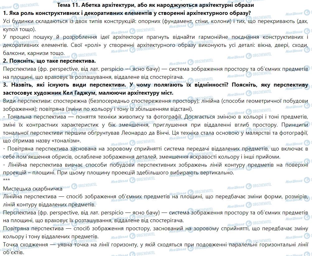 ГДЗ Мистецтво 7 клас сторінка Тема 11. Абетка архітектури, або як народжуються архітектурні образи