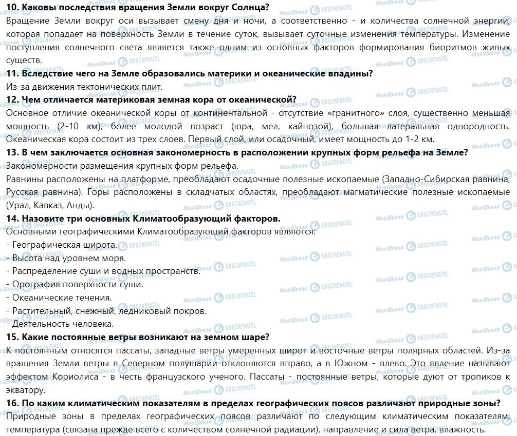 ГДЗ Географія 7 клас сторінка Тематический контроль