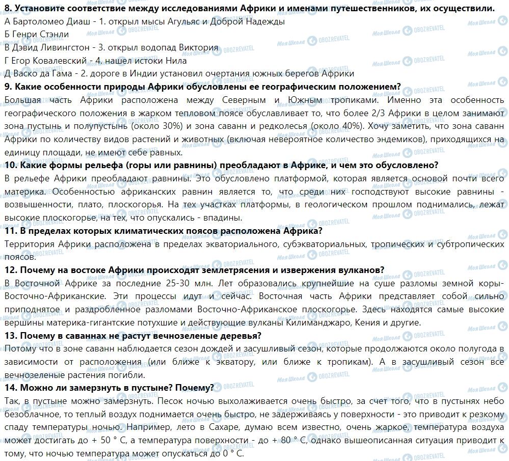 ГДЗ География 7 класс страница Тематический контроль