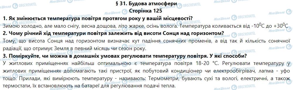 ГДЗ География 6 класс страница § 31. Річний хід температури повітря