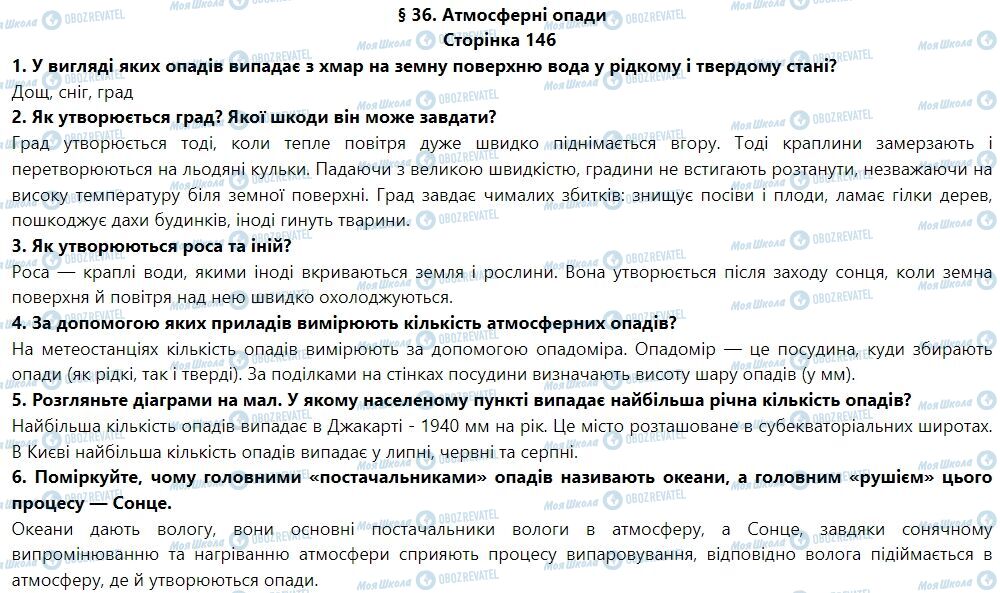 ГДЗ География 6 класс страница § 36. Атмосферні опади