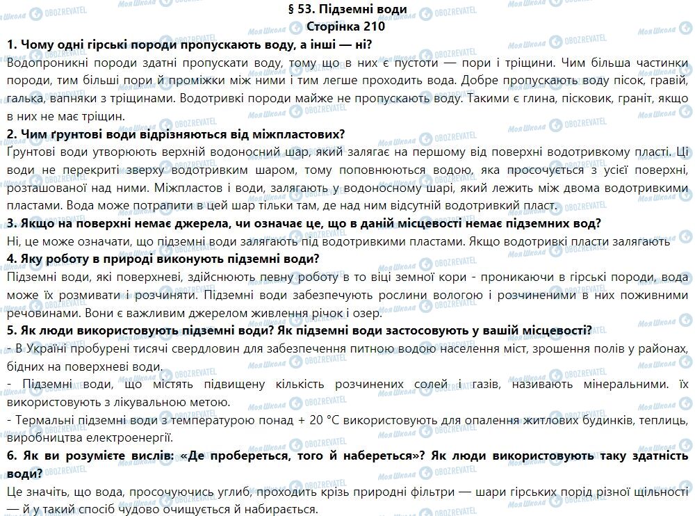 ГДЗ Географія 6 клас сторінка § 53. Підземні води