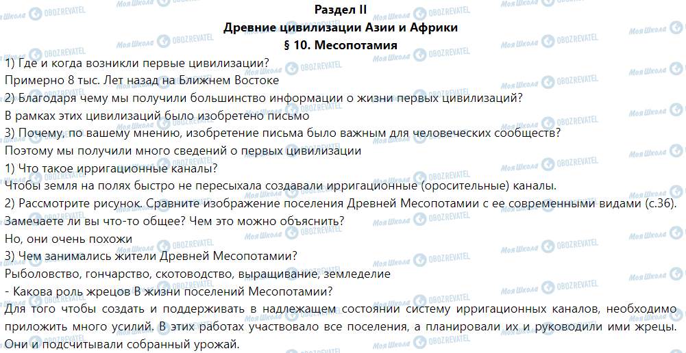 ГДЗ Історія 6 клас сторінка § 10. Месопотамия