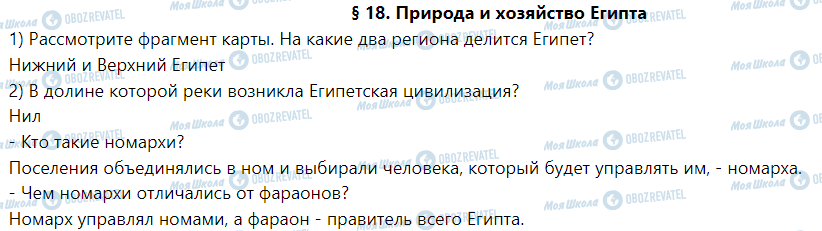 ГДЗ Історія 6 клас сторінка § 18. Природа и хозяйство Египта