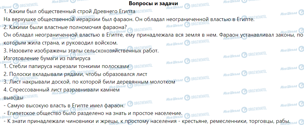 ГДЗ Історія 6 клас сторінка § 19. Древнеегипетское общество